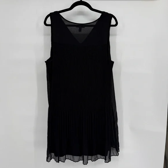 Nine West Pleated Chiffon V Neck Sleeveless Dress Lined Flowy XL Goth Flapper - Picture 5 of 13